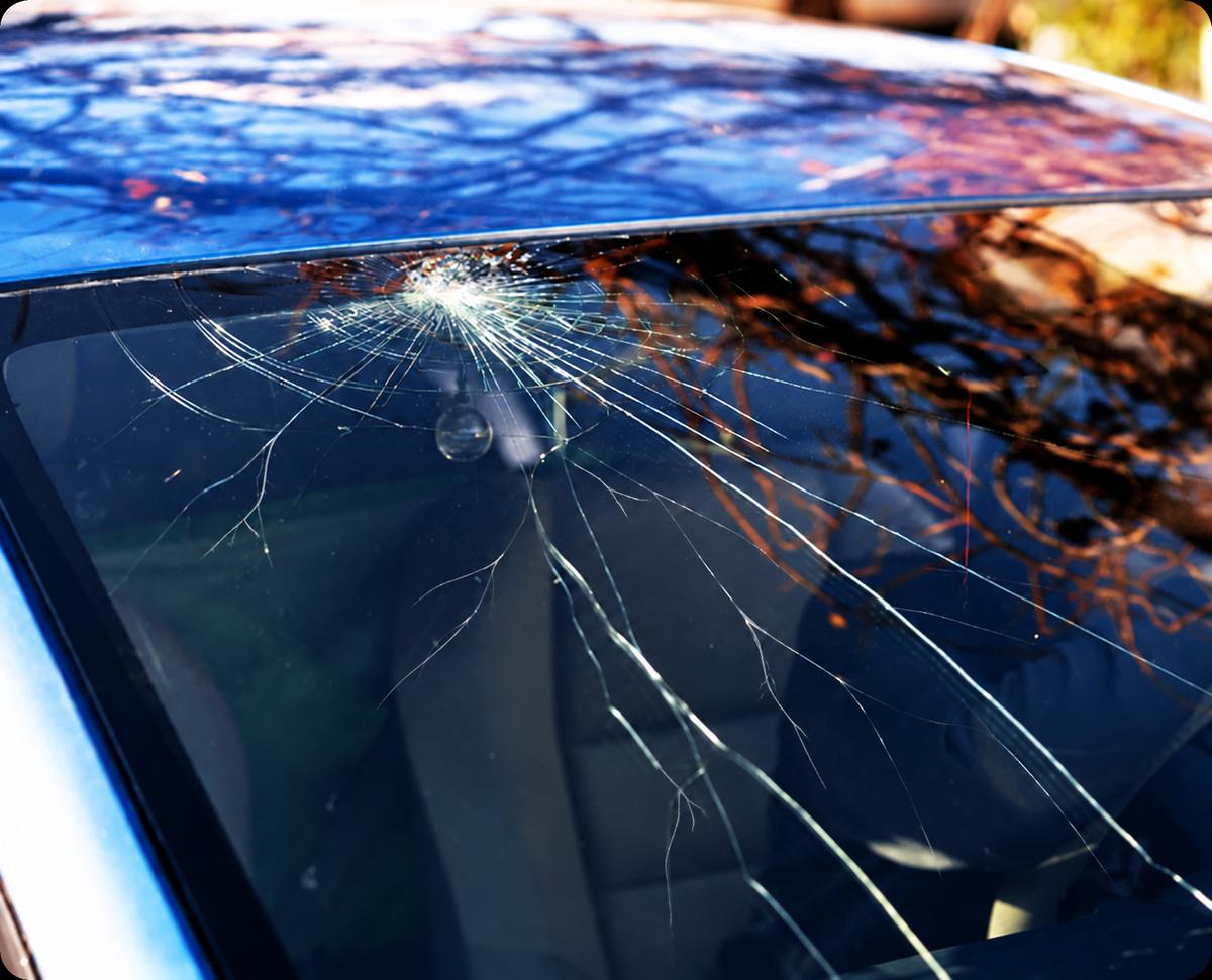 Gerissene Windschutzscheibe nach Steinschlag – Scheibe ersetzen bei F+E Auto